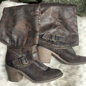Candie's Knee High Dark Brown Distressed Boots